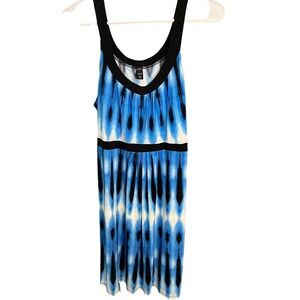 MIX IT Womens Blue Black White Abstract Print Tank Dress Size L